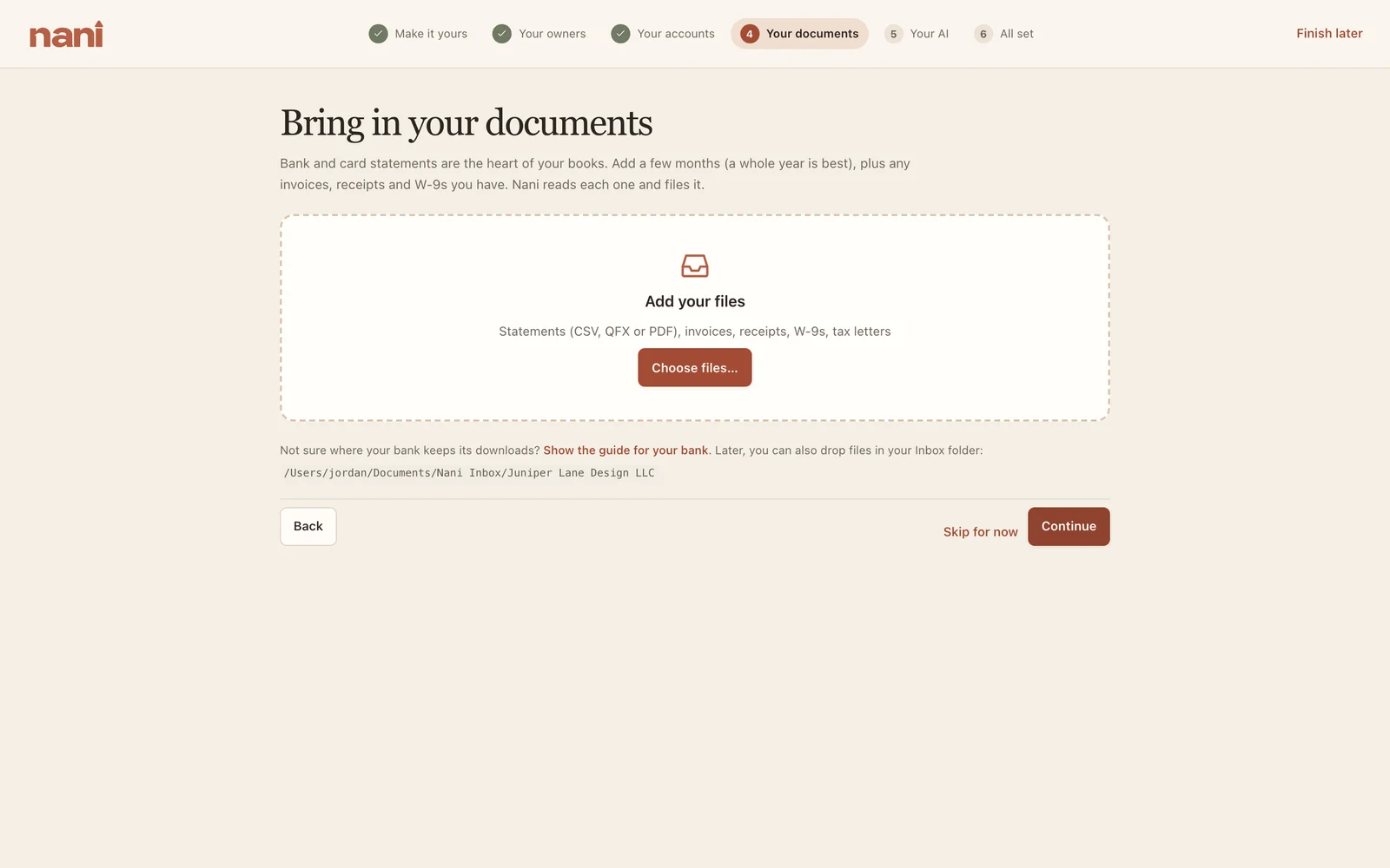 Your documents. Later, you can drop files in your Inbox folder.
